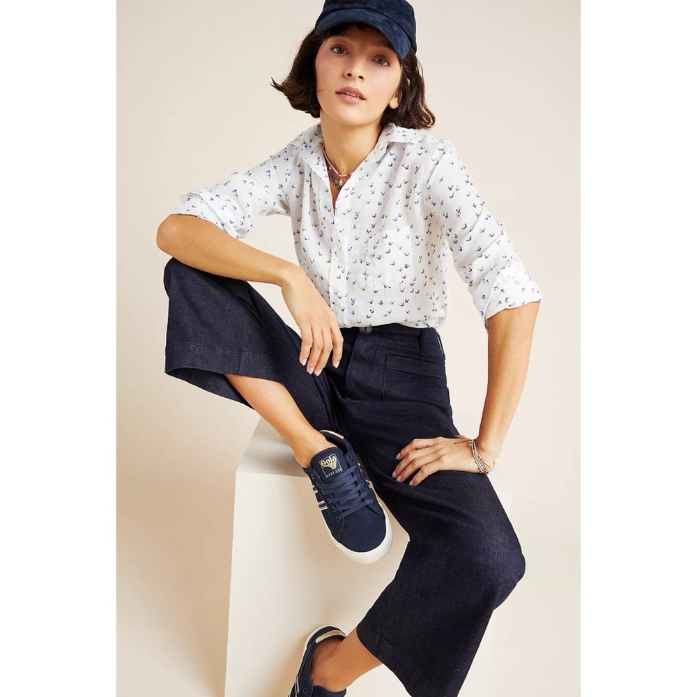 Anthropologie Grayson The Hero Butterfly Linen Buttondown Shirt Long Sleeve